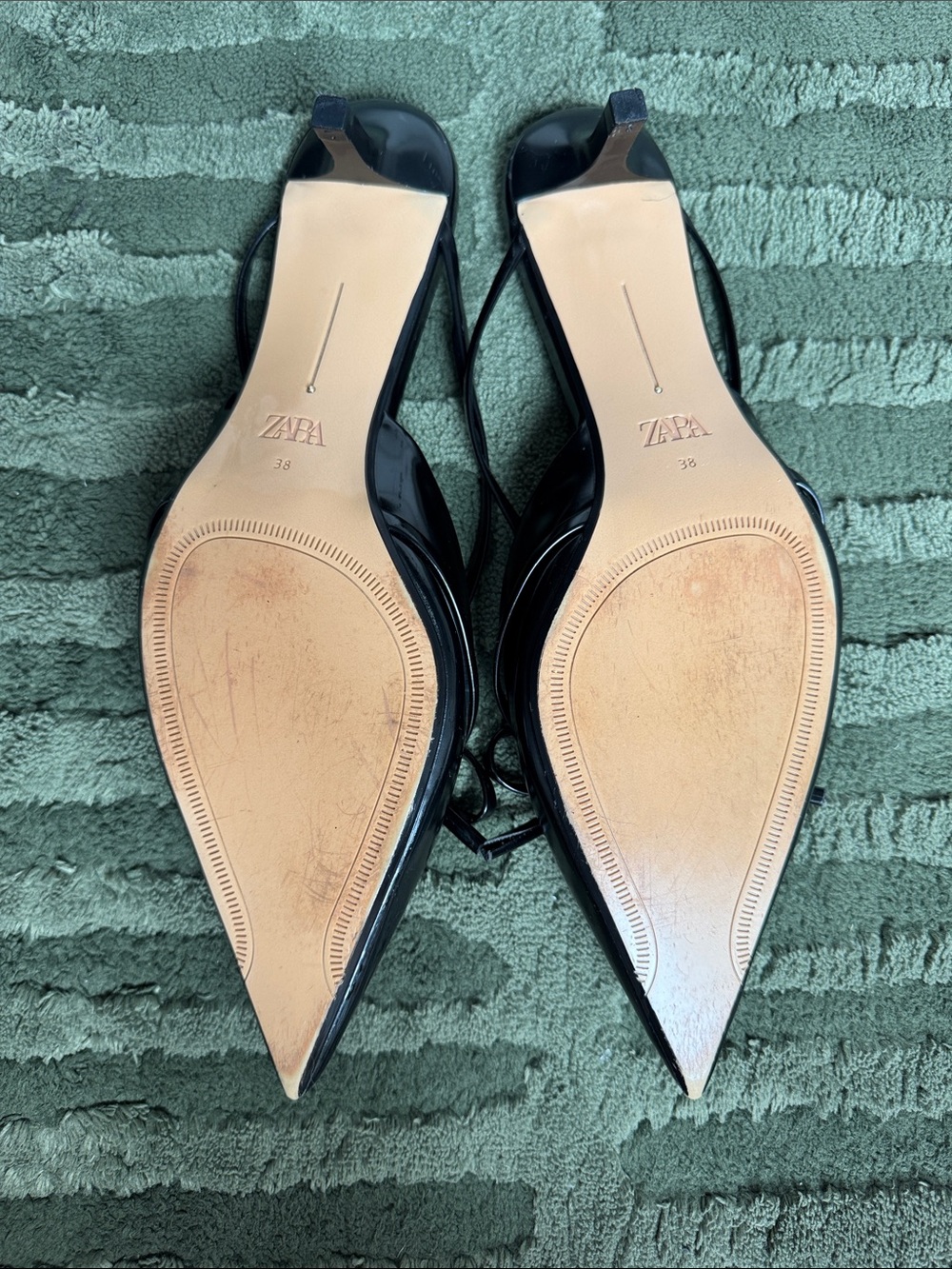 Zara Black Pointed Bow Slingback Mules - Picture 3 of 3